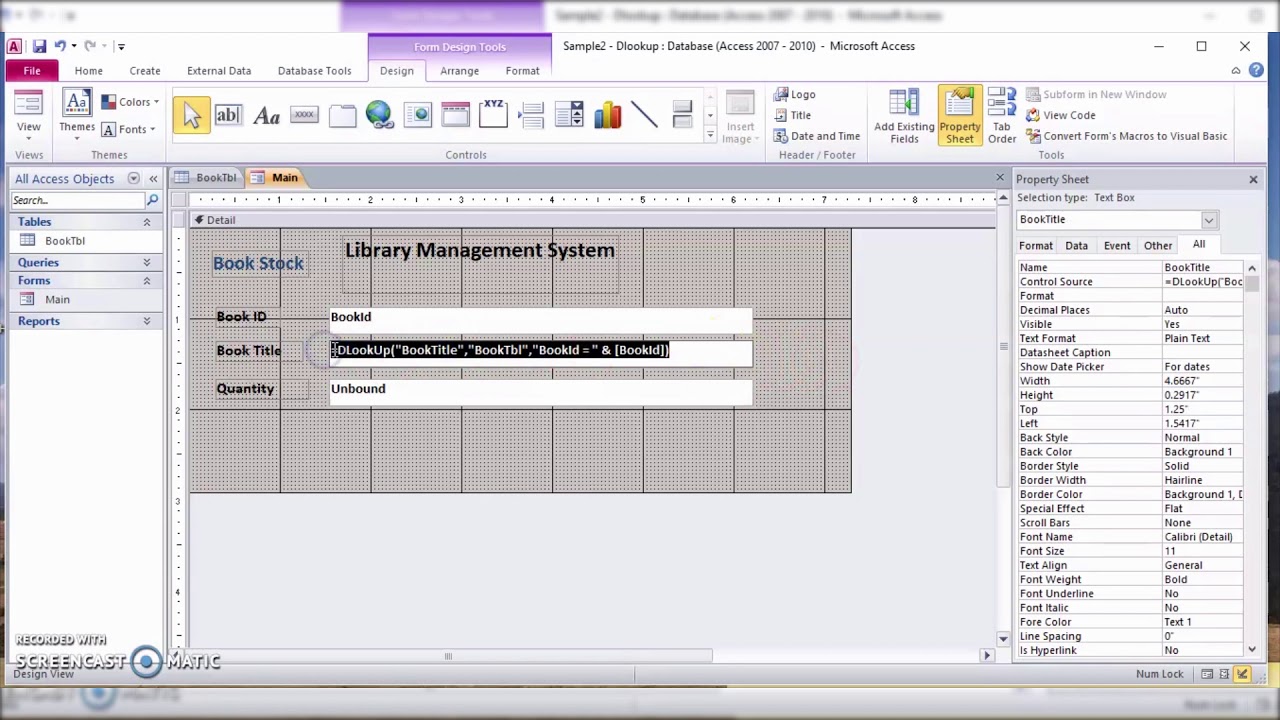 Ms Access Dlookup Function