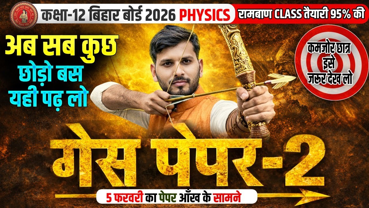Bihar Board 12th Physics Guess Paper 2026 | Class 12 Physics Important Questions | Bihar Board 2026