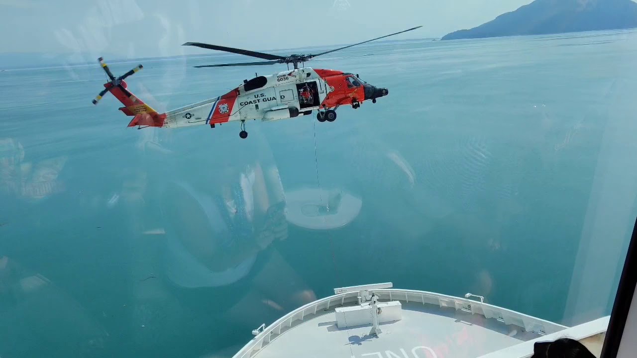US Coast Helicopter rescue from Norwegian Bliss 4 July 2019