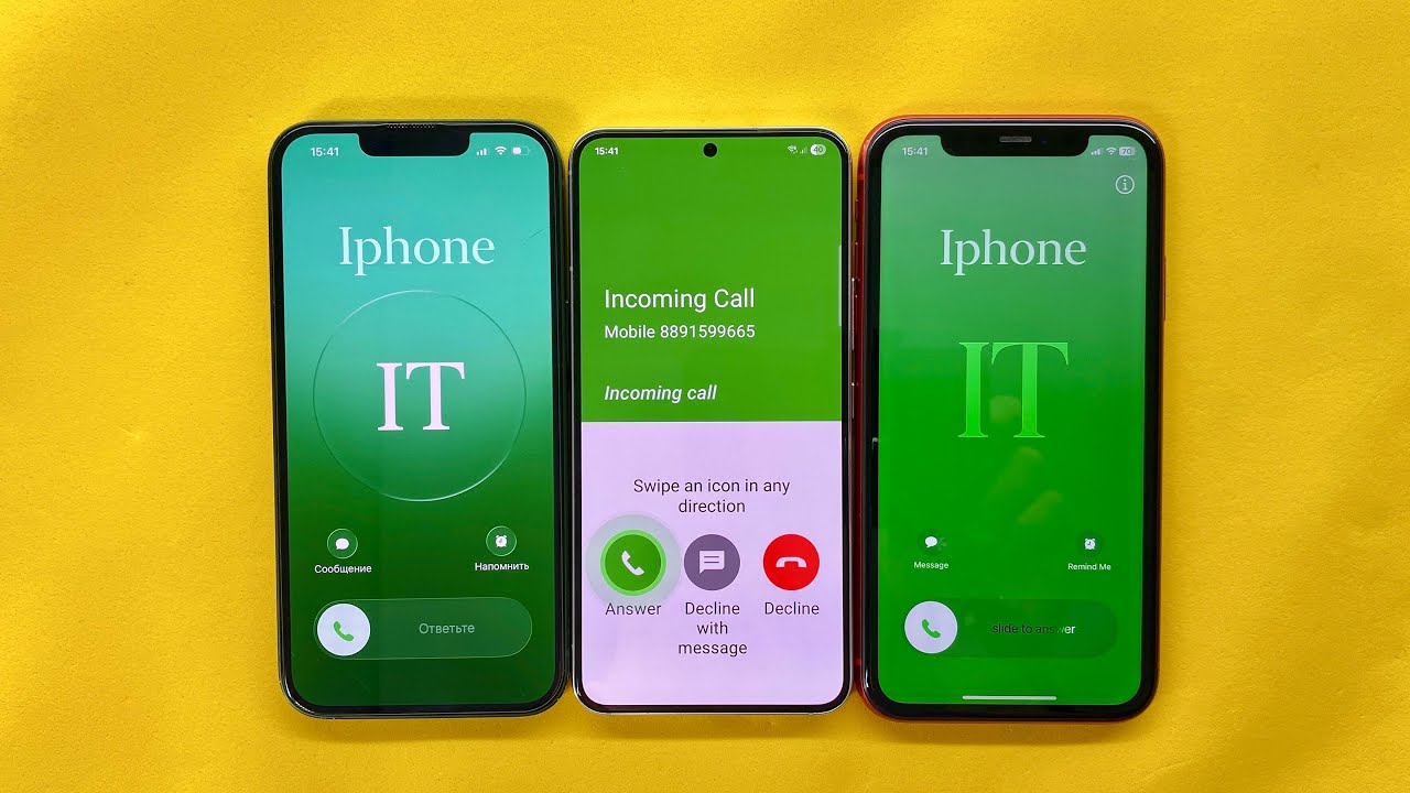 Green Three incoming Calls iPhone 11 Samsung S22 IPhone 13