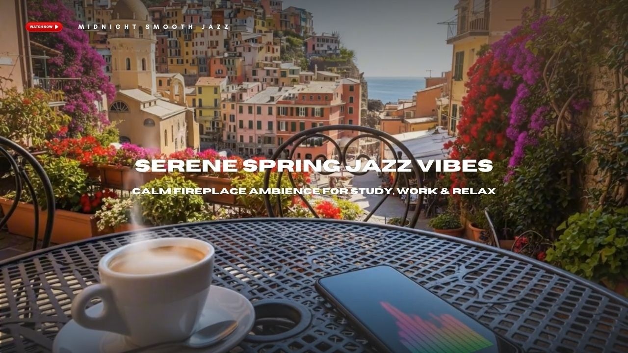 Golden Spring Jazz Lounge 🌸 Cozy Fireplace & Soft Jazz for Study, Work and Calm Moments