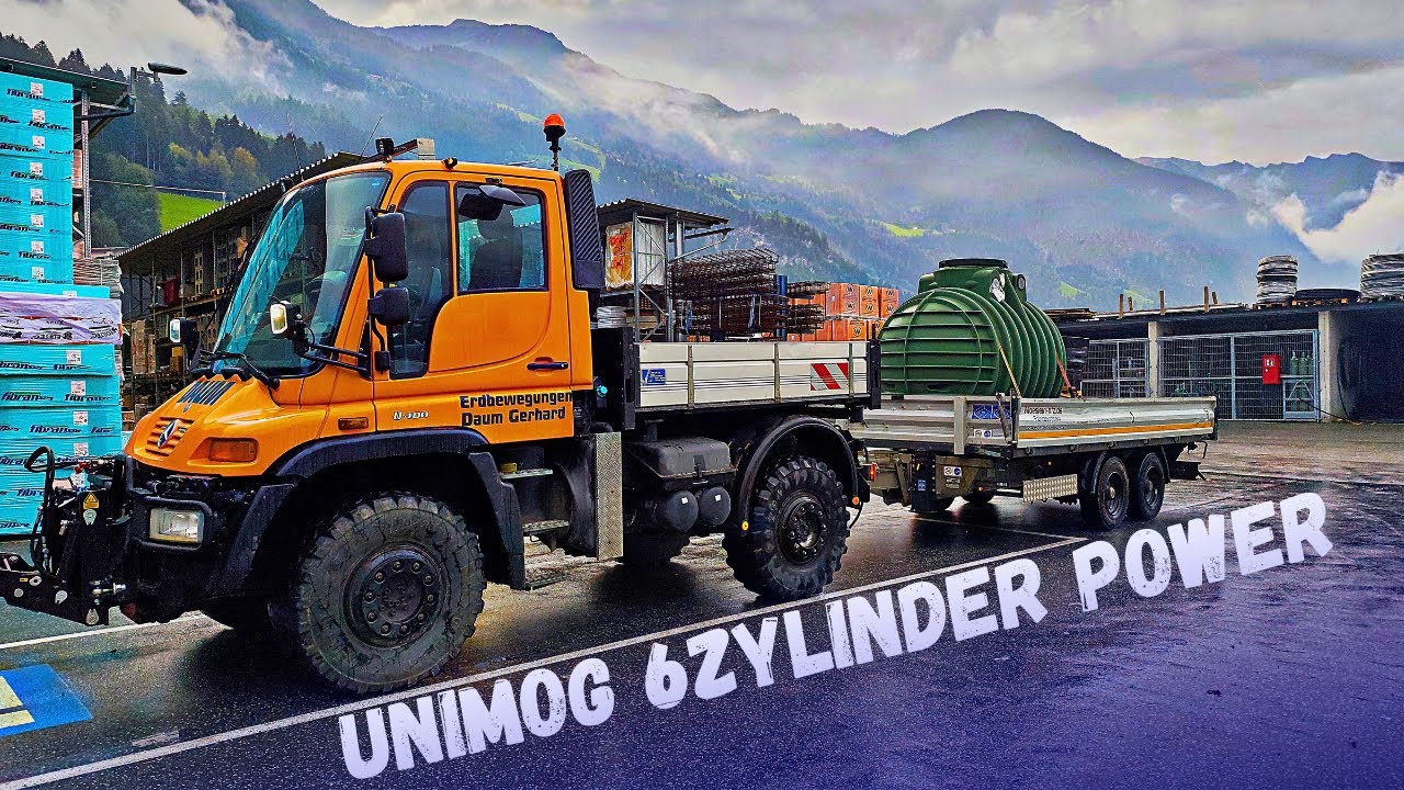 Mit dem Unimog U400 6Zylinder gehts in die Berge | Transport Wasserzisterne