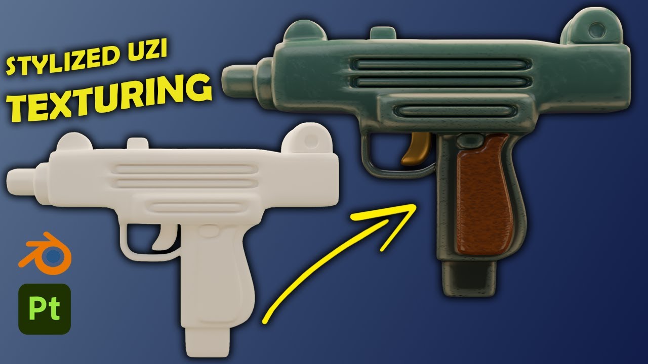 Stylized Uzi SMG | Blender Modeling & Substance Painter Texturing | Part 2 : Texturing
