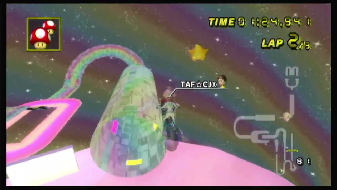 Mario Kart Wii - HACK PACK vD Staff Ghost Submission (ATTEMPT) Rainbow Rollercoaster - 