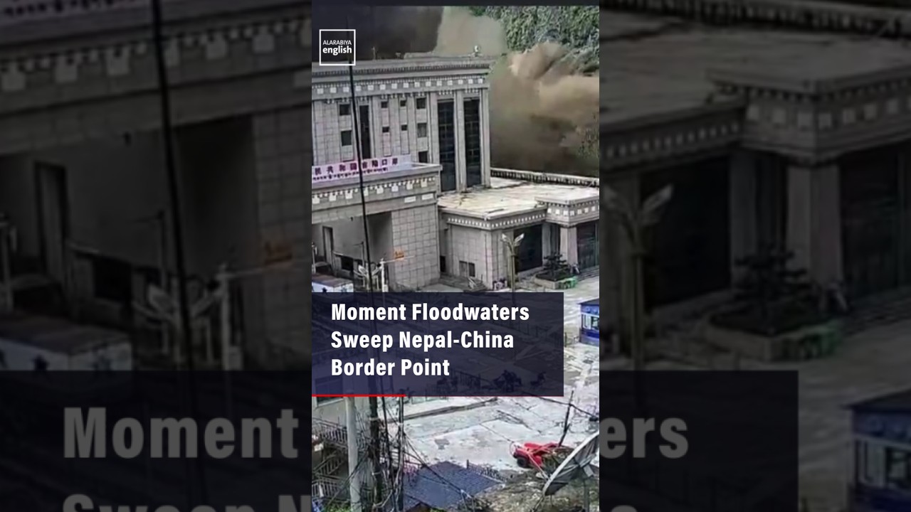 Moment Floodwaters Sweep Nepal-China Border Point