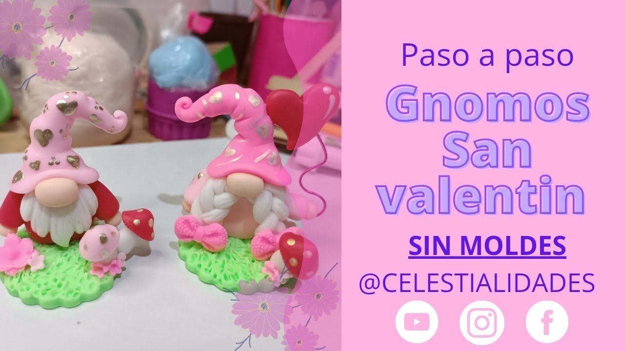 Paso a paso Gnomos San Valentín SIN MOLDES. en porcelana fría/pasta flexible o masa flexible.