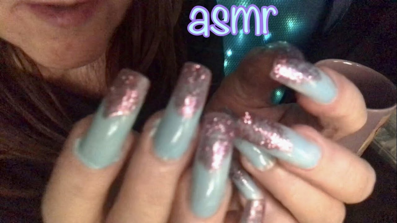 Quiet ASMR relaxation 1st time applying Full Cover Nails, color, chat, nice tapping sounds bubblegum