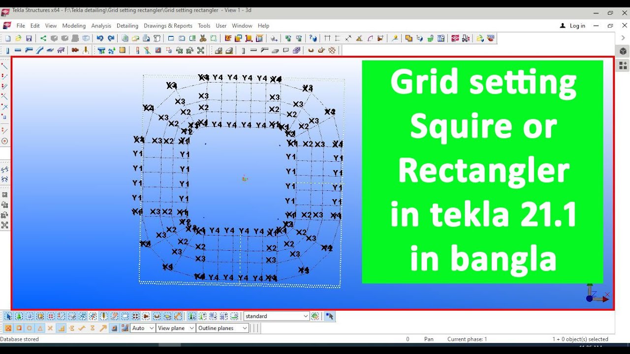 Grid setting in tekla software squire/rectangler in bangla