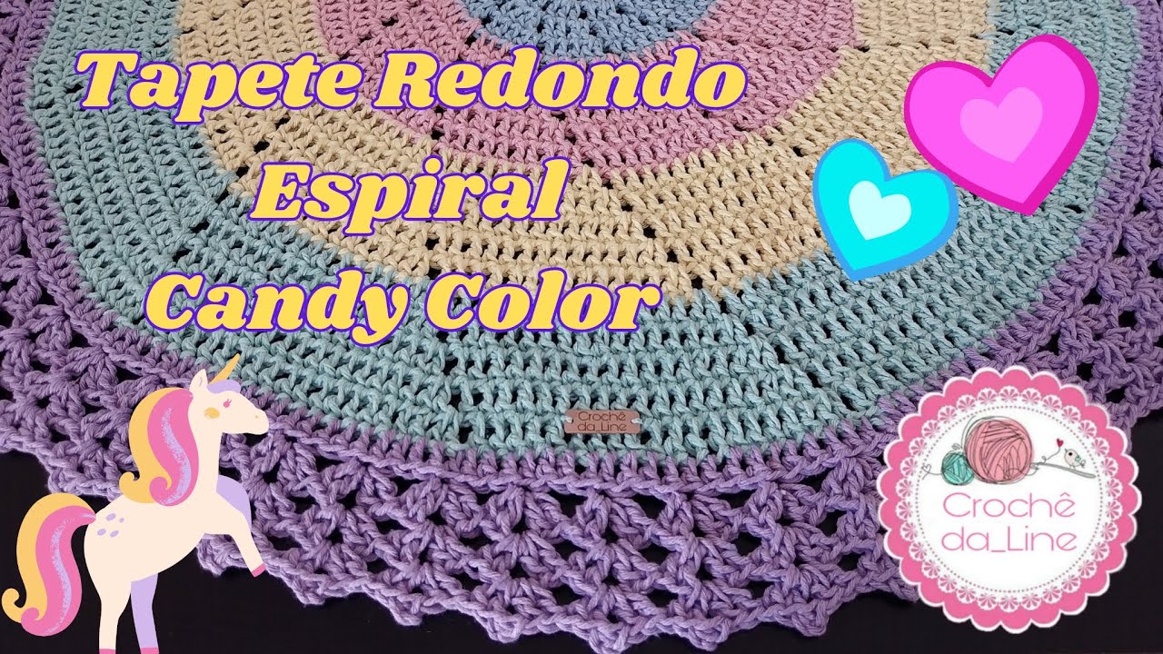 Tapete Redondo Espiral Candy Color de Croch&ecirc; #crochet #croche