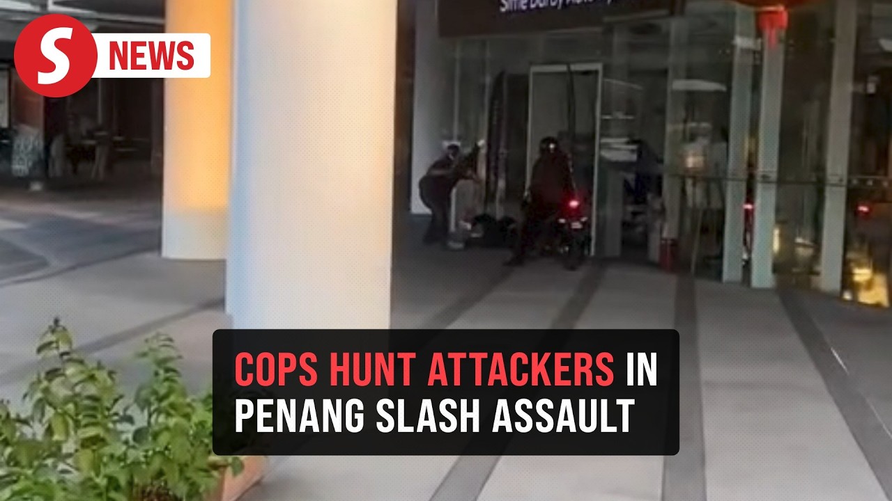 Machete-wielding attackers slash man outside commercial building in Penang