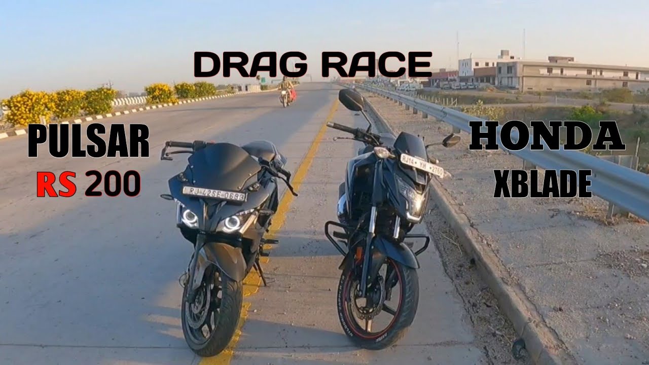 Bajaj pulsar rs 200 bs4 vs honda x-blade bs4 #drag race #road race #race video