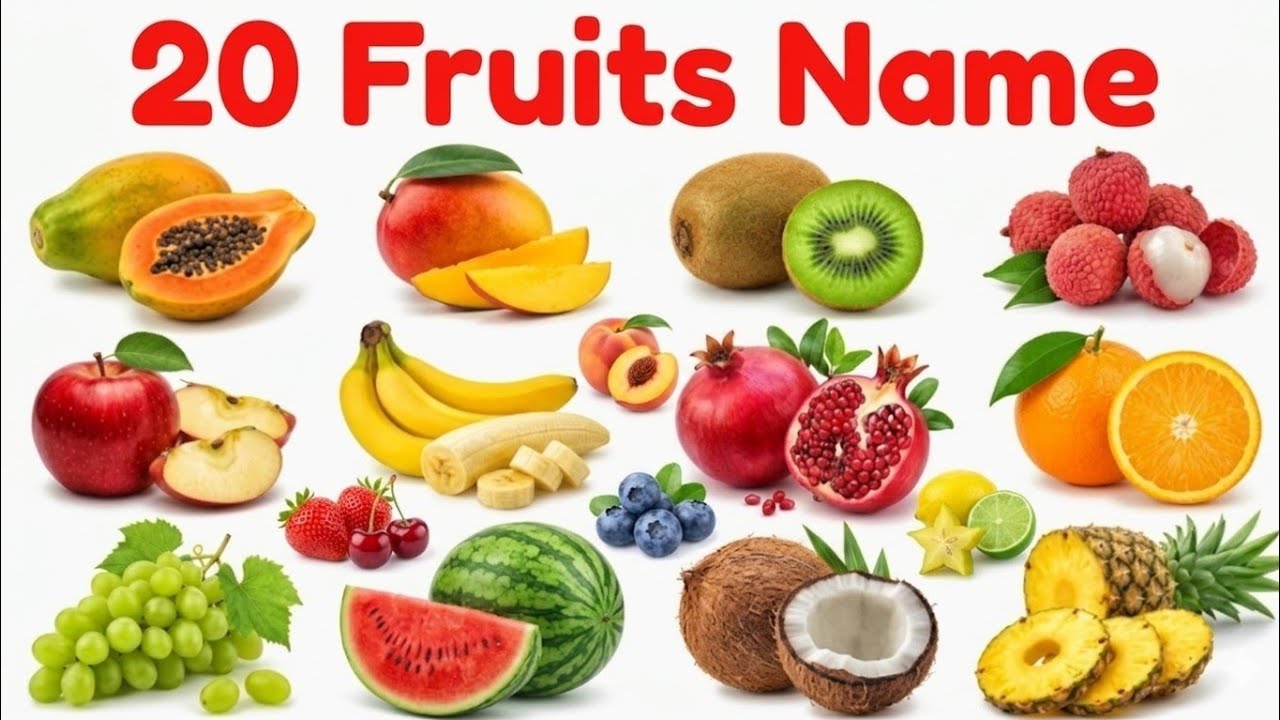 25 Fruits Name in English and Hindi | फलों के नाम | Kids Learning | Nursery LKG UKG | Meaning Magic