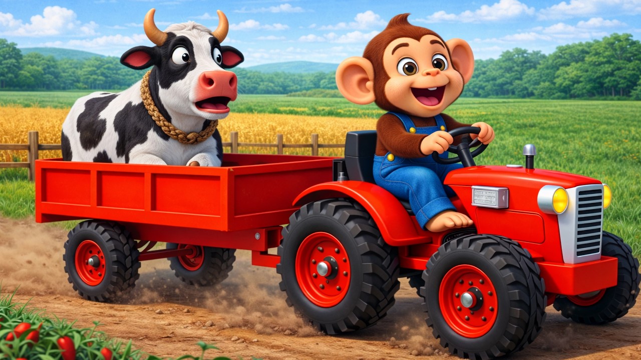 Joining the Cows in Harvesting and Working with Tractors: Monkey Farmers | Farm Work