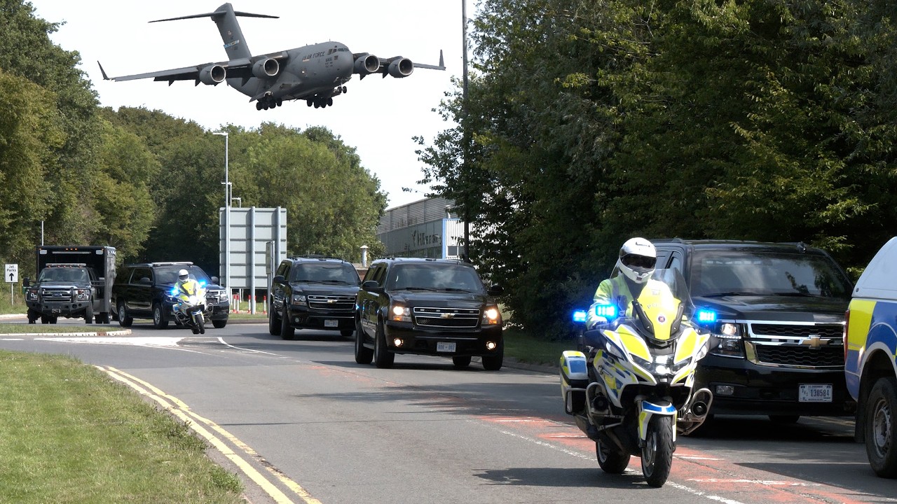 Ahead of Vice President Vance's visit to London, a convoy of security vehicles arrive 🇺🇸 🇬🇧