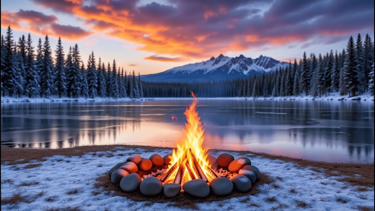 Цей зимовий вогонь біля озера зігріє навіть у найхолодніший день ❄️🔥