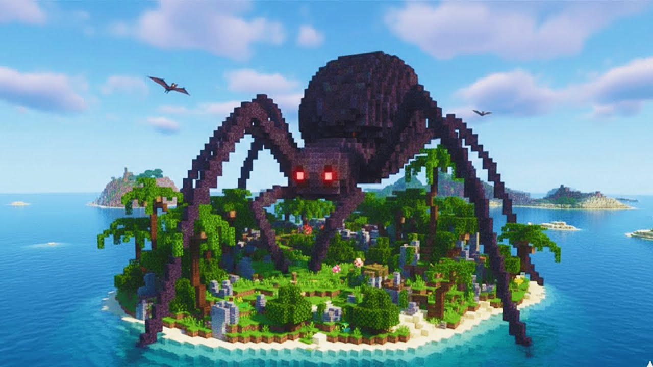 Minecraft ÖRÜMCEK Adasında 100 Gün Hayatta Kaldım
