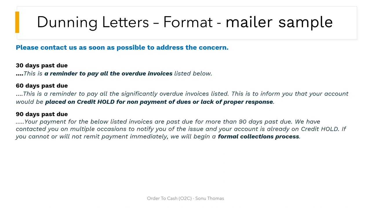 Dunning Letters &ndash; Format mailer sample - (Check out the Udemy course link in Description below)