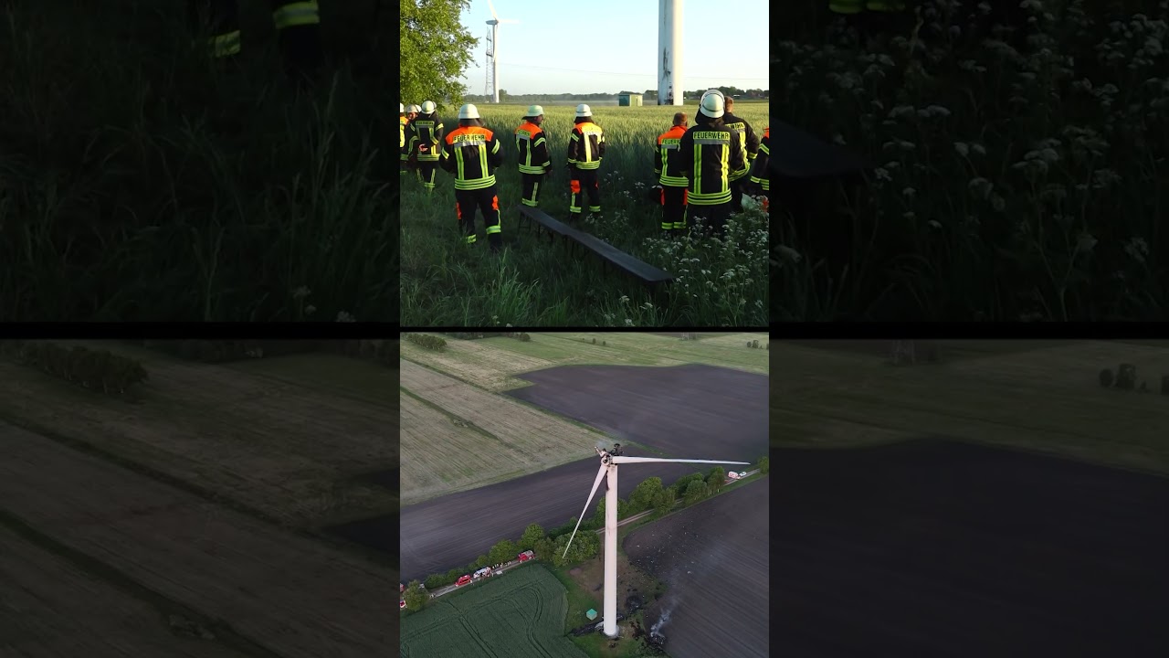 Windkraftanlage bei Bremerv&ouml;rde brennt