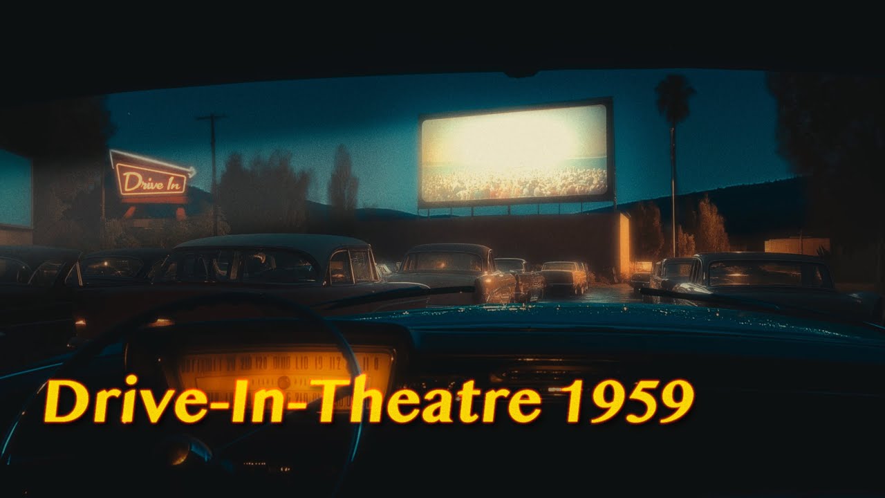 Drive-In-Theatre 1959 | Retro Ambience, Old Movies, Ambience, Night Sounds, Vintage Vibes