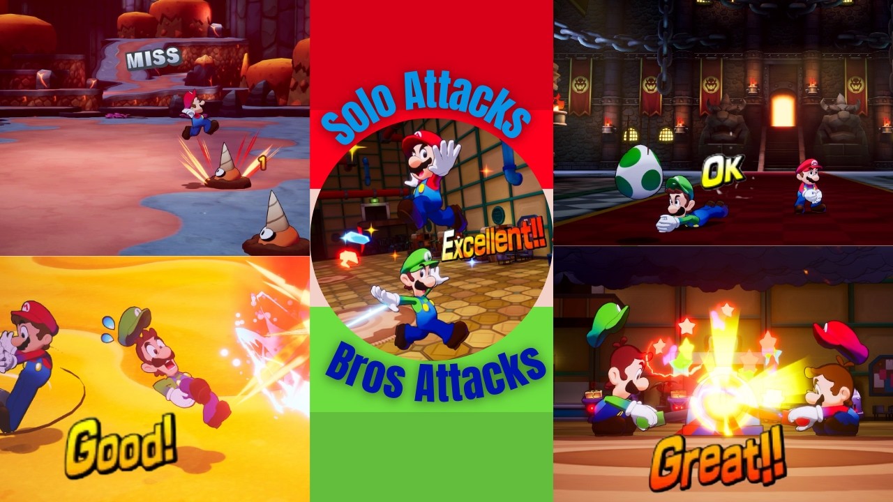 Mario & Luigi: Brothership | All Attack Performances (MISS, OK, GOOD, GREAT, EXCELLENT)