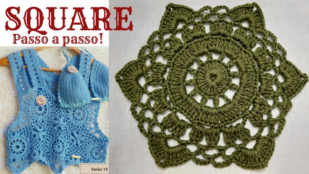 SQUARE DE CROCHÊ PERFEITO p/ CROPPEDS, VESTIDOS, SAÍDAS, SAIAS, SHORTS passo a passo!