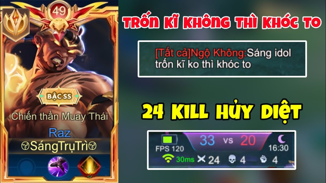 Top Raz Bị Fan Doạ Trốn Kĩ Kh&ocirc;ng Th&igrave; Kh&oacute;c To V&agrave; C&aacute;i Kết 24 Kill Qu&aacute; Huỷ Diệt