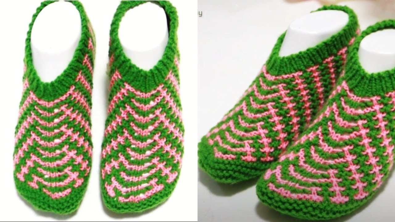 Pantuflas Faciles Tejidas Con Dos Agujas Para El Invierno-Numero De Pie 37-38🧶Handmade Diy