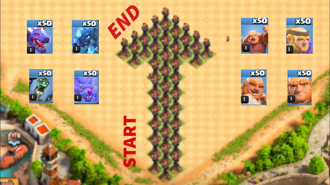 50 Troops vs Inferno Tower Gauntlet – Who Will Survive the Fiery Path? #shorts #clashofclans #coc