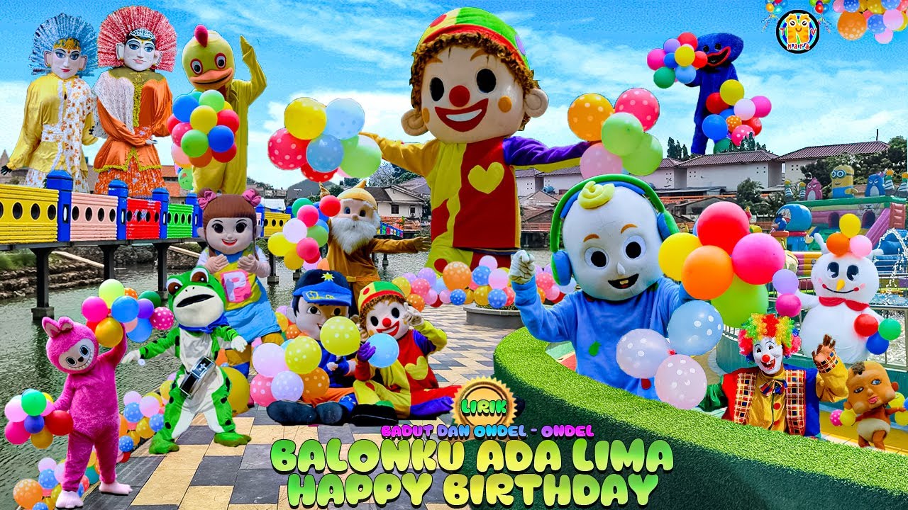 BALONKU ADA LIMA🔴HAPPY BIRTHDAY SPESIAL LIRIK VERSI ONDEL ONDEL JOGET BADUT LUCU BERSAMA COCOMELON