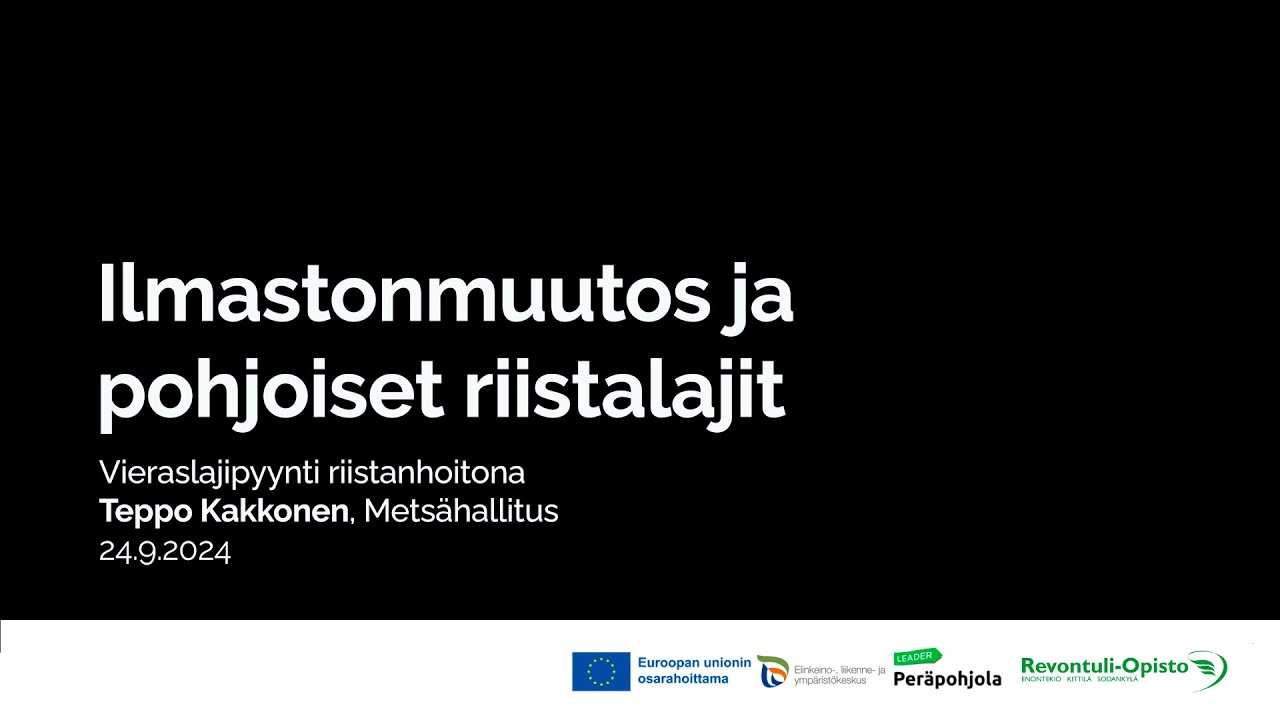 Ilmastonmuutos ja pohjoiset riistalajit ti 24.9. - Teppo Kakkonen, Metsähallitus