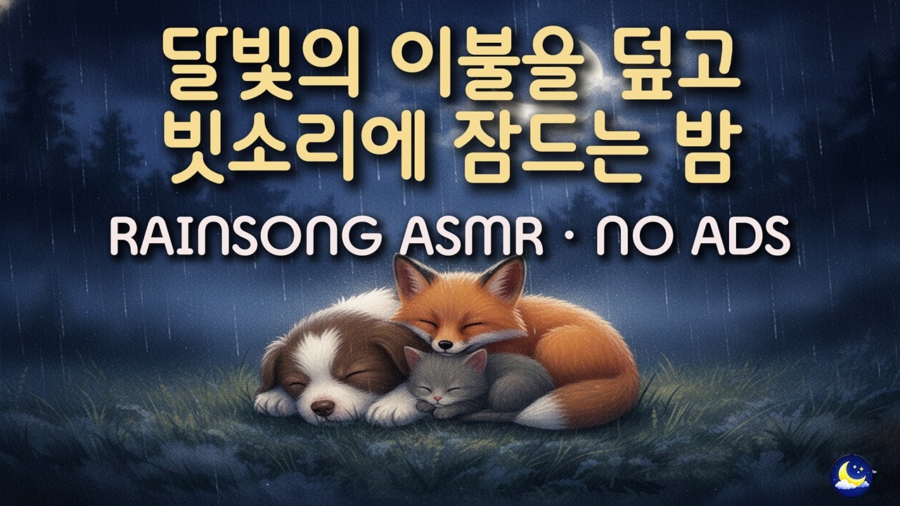 [백색소음] 달빛의 이불을 덮고 빗소리에 잠드는 밤 [ASMR] 광고 없음