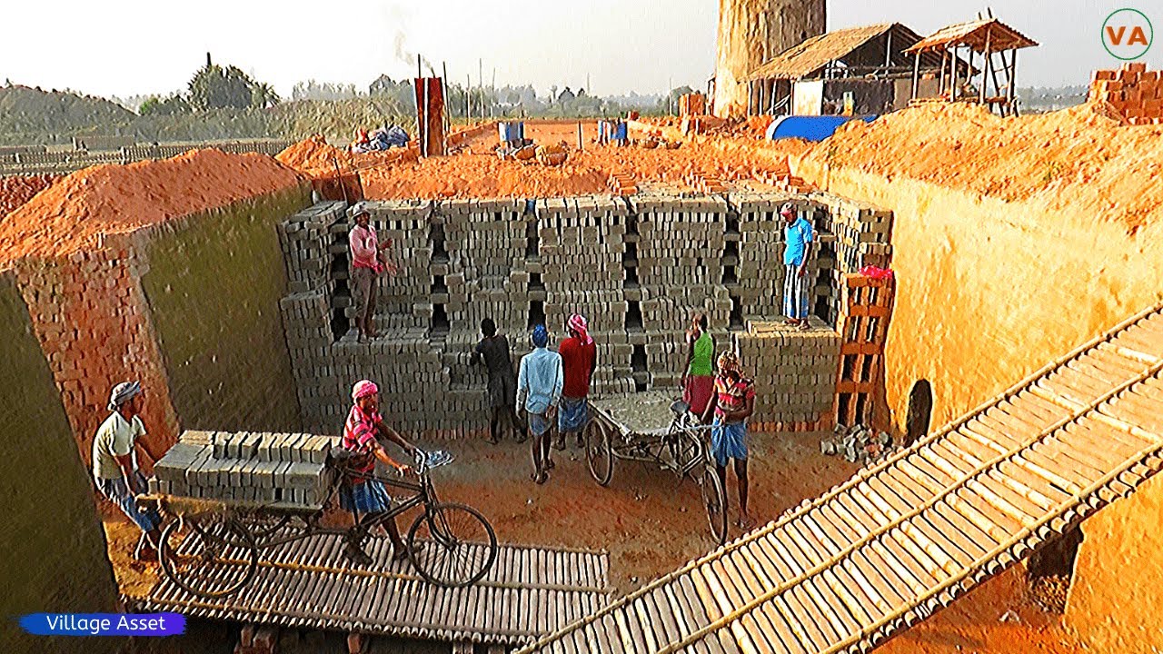 Awesome! Manual Clay Bricks Chimney Process in Village P-3 || Bricks Business in India