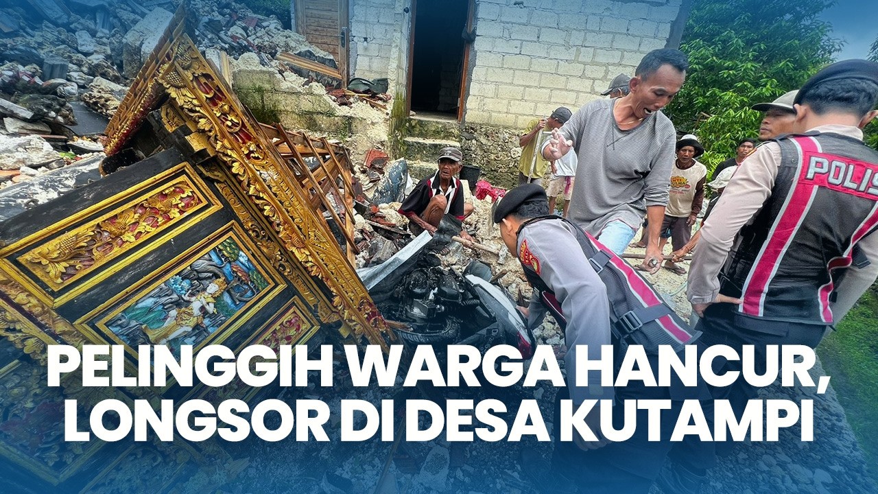 Longsor di Desa Kutampi Klungkung, Pelinggih Warga Hancur, Tembok Roboh Timbun Sepeda Motor