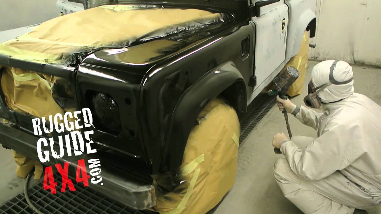 Spraying Land Rover Defender 90 Matt Black
