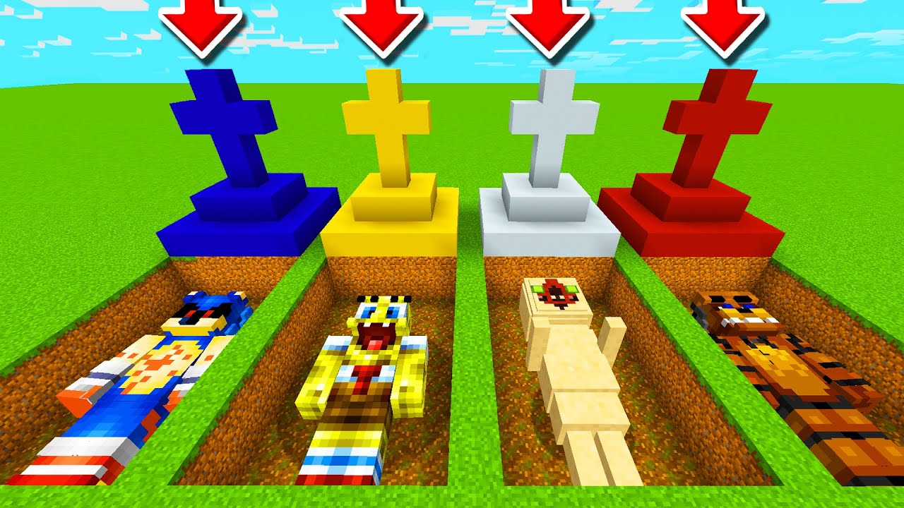 Minecraft PE : DO NOT CHOOSE THE WRONG GRAVE! (Sonic.EXE, FNAF, Spongebob & SCP-173)