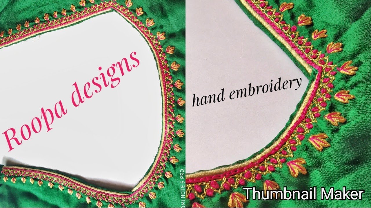 Hand embroidery design/ ರೇಷ್ಮೆ ಬ್ಲೌಸ್ ಗೆ simple hand embroidery design