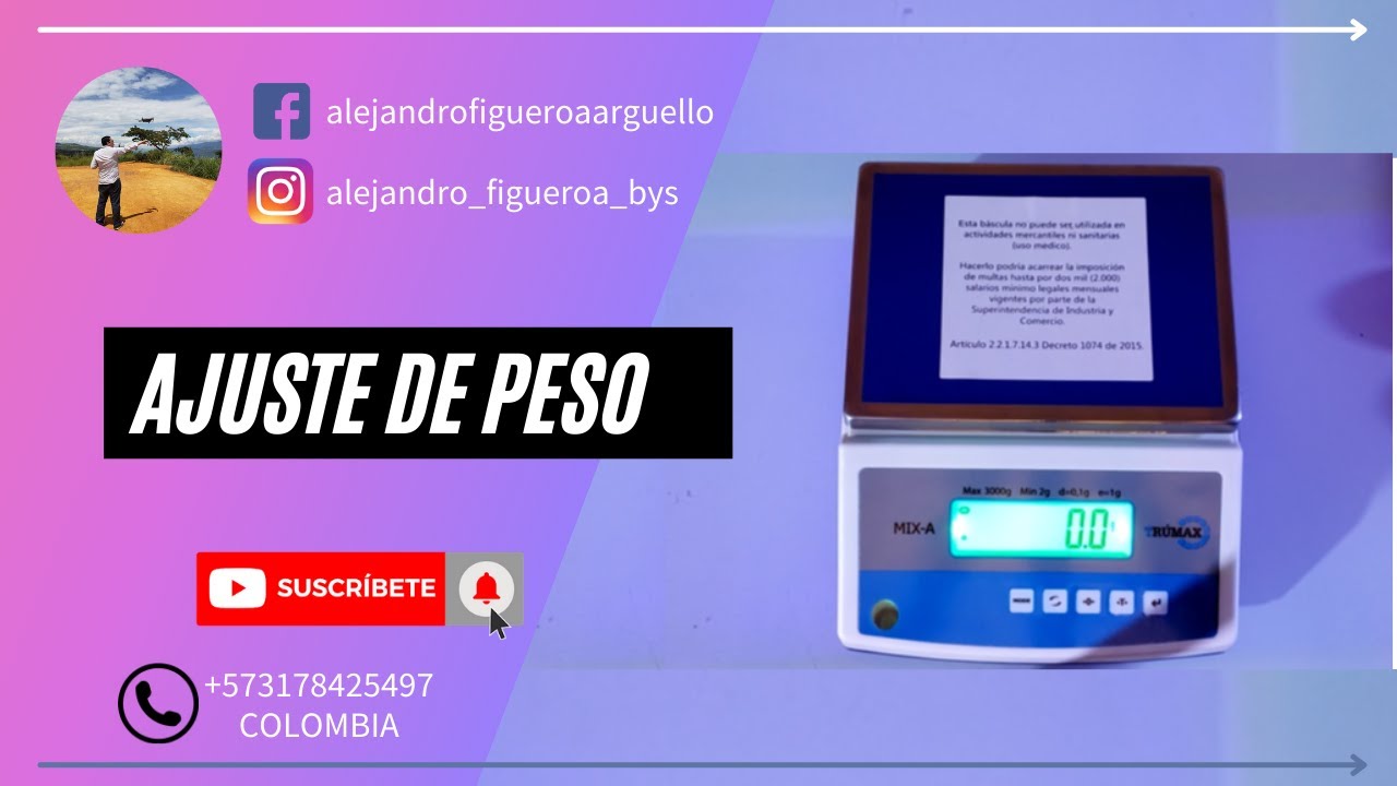 Ajuste de peso en un punto (calibración) bascula Trumax modelo MIX-A, Lexus,