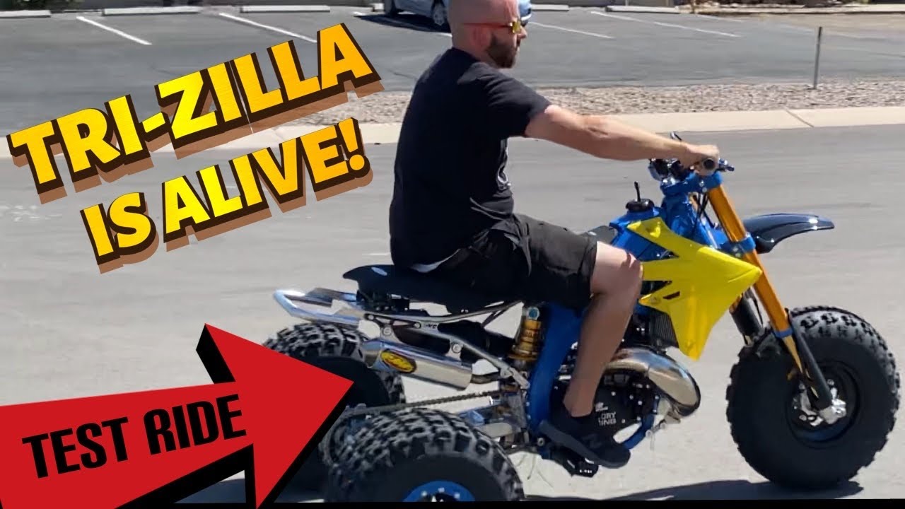 TRI-ZILLA RUNS! CR500 Powered SUZUKI RMZ450 Custom 2 STROKE Trike BVC TRIKES