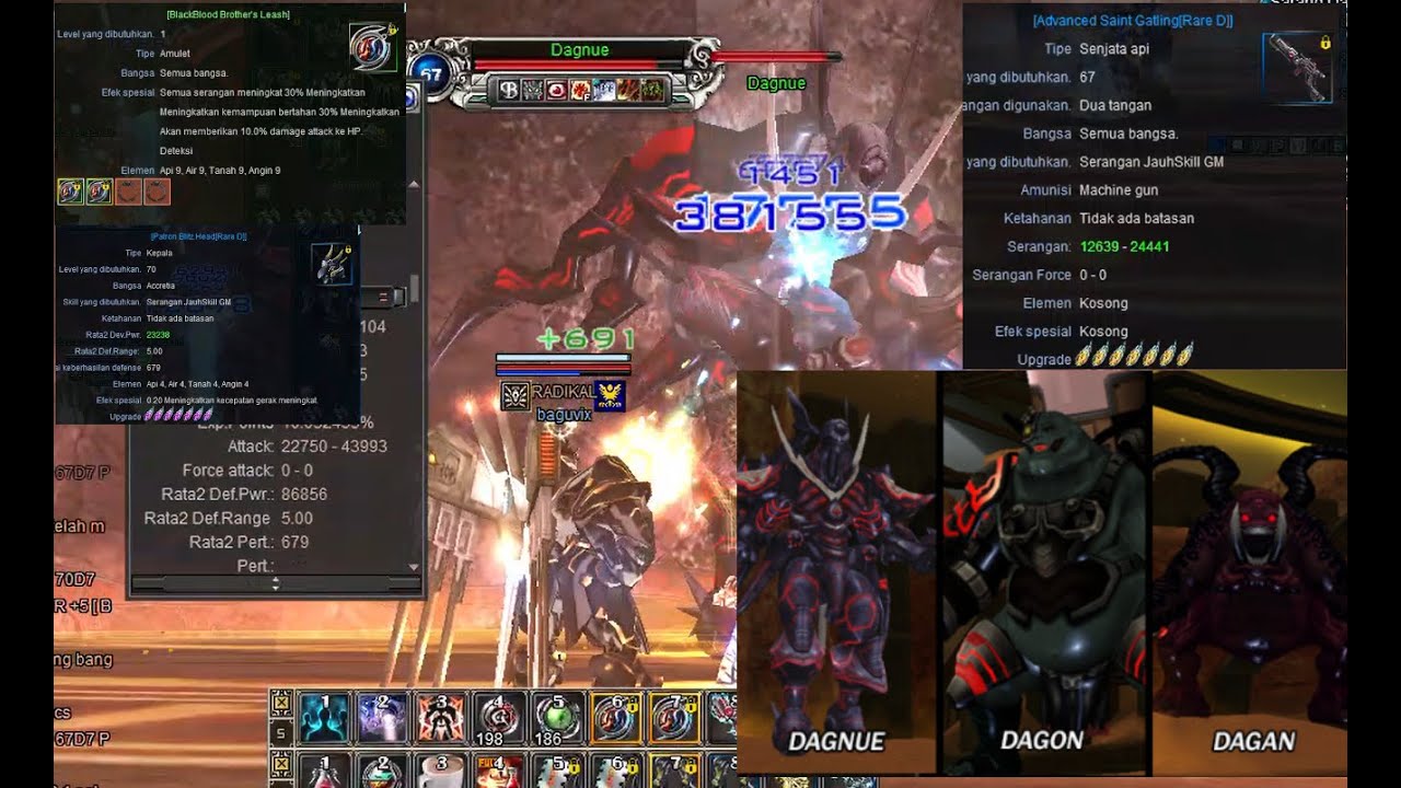 DPS PB 3D (DAGAN DAGON DAGNUE) PAKE GATLING 67D+7 - RF Online Remastered Indonesia - Server Cosmic