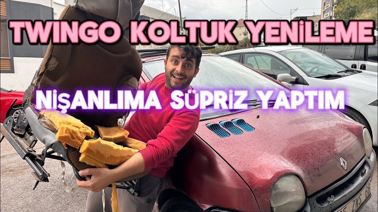 TWİNGO KOLTUK YENİLEDİM! NİŞANLIMA SÜPRİZ YAPTIK ANNEMLE… #twingo #repairs #car 