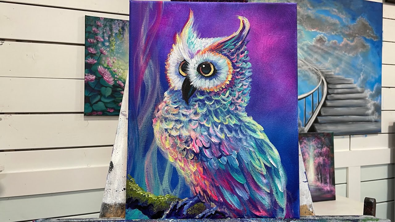 Как нарисовать цветную сову 🦉 акрилом