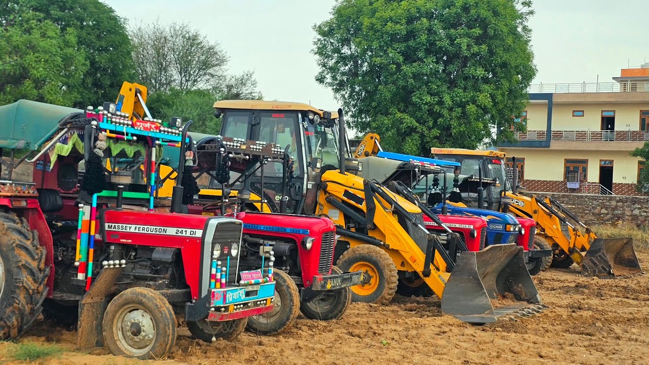 Jcb 3dx Eco Excellence Loading Tractor got Stuck Mud in Trolly Sonalika 60 Di Massey 241 Eicher 380
