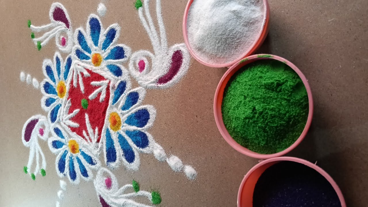 Flower Rangoli Design Very Simple And Easy To Draw 