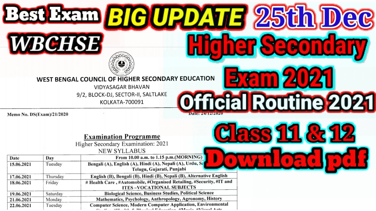 H.S Routine 2021| Class 11 & 12 Routine 2021|Higher Secondary Routine 2021