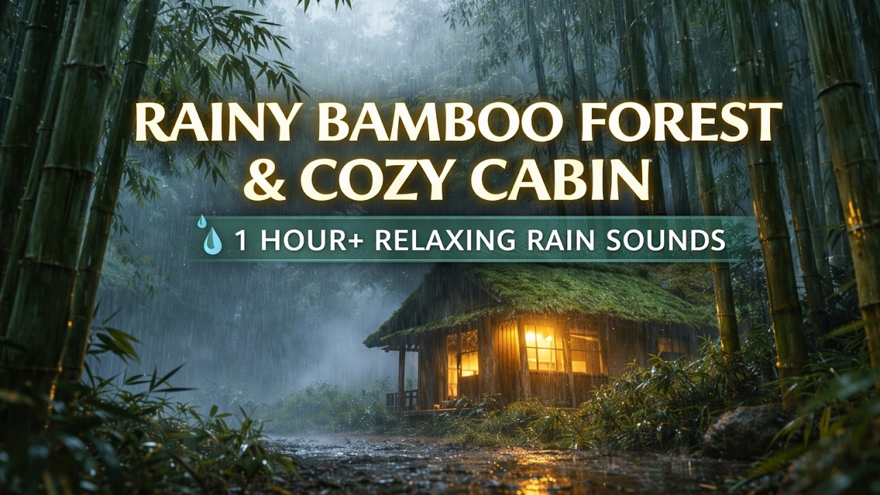 Heavy Rain in Bamboo Forest Cabin 🌧️ Relaxing Rain Sounds for Sleep & Meditation (1 Hour+)