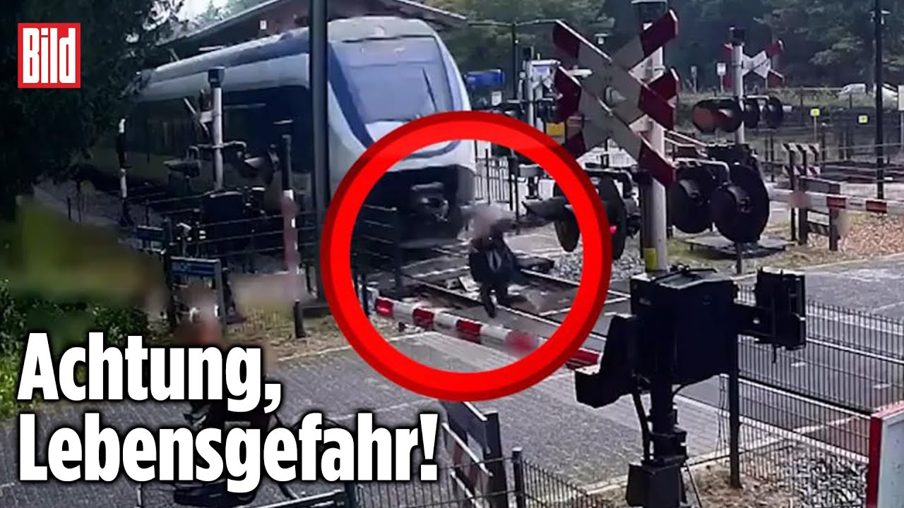 Schockvideo: Frau rennt auf Gleise und wird fast vom Zug erfasst