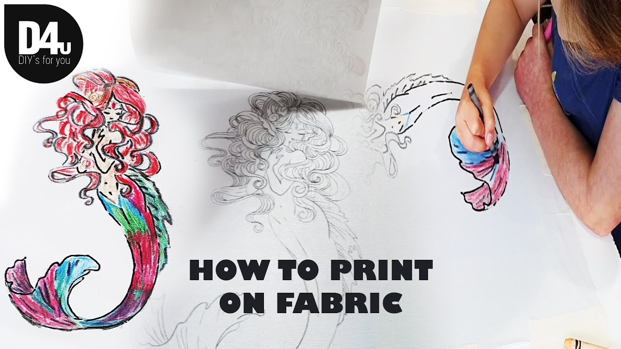 Print on fabric and colouring in with crayons, quick and easy
