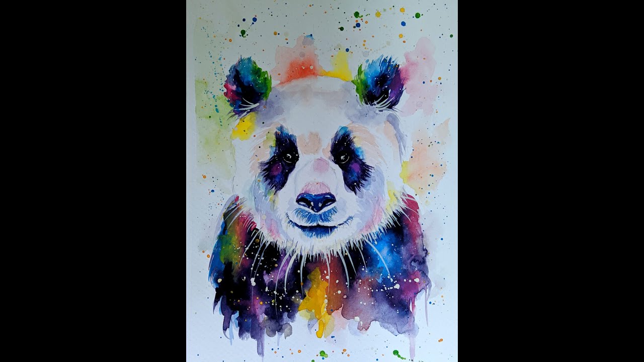 Clase de pintura en acuarela - oso panda (Slaveika)