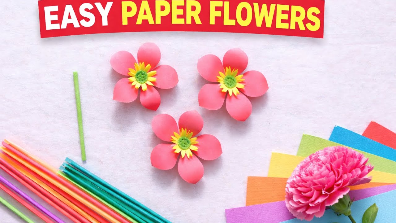 របៀបធ្វើផ្កាពីក្រដាស | How to Make Paper Flower