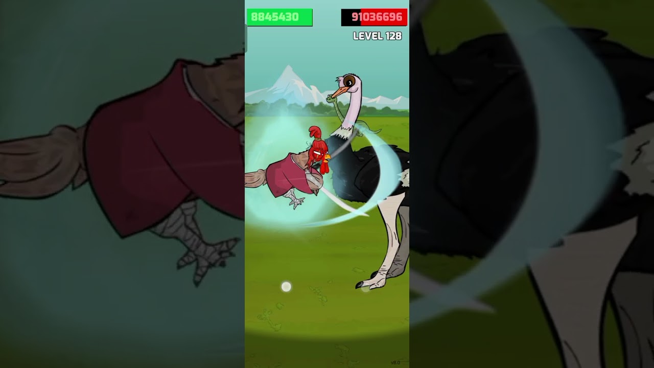 Level max na samurai Natalo sa level 128 na ostrich sa Manok na pula